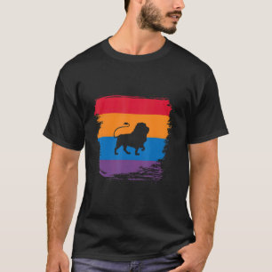 Lion Shadow Silhouette With Colourful Flag T-Shirt
