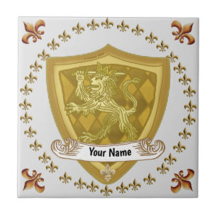 Lion Shield Family Crest Surname Tile