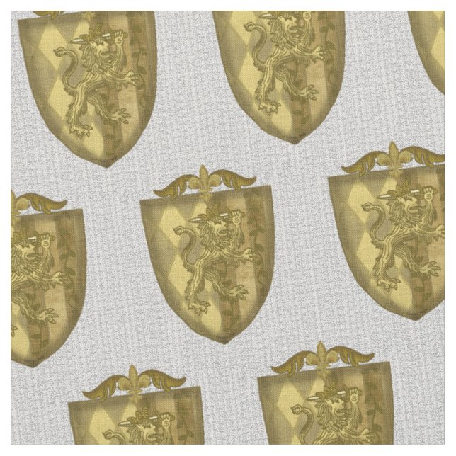 Lion Shield Surname family Crest fabric (Close Up)