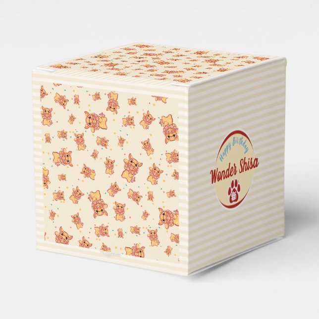 Lion Shisa Dessin Kawaï Japon (personnalisable) Favour Box (Front Side)