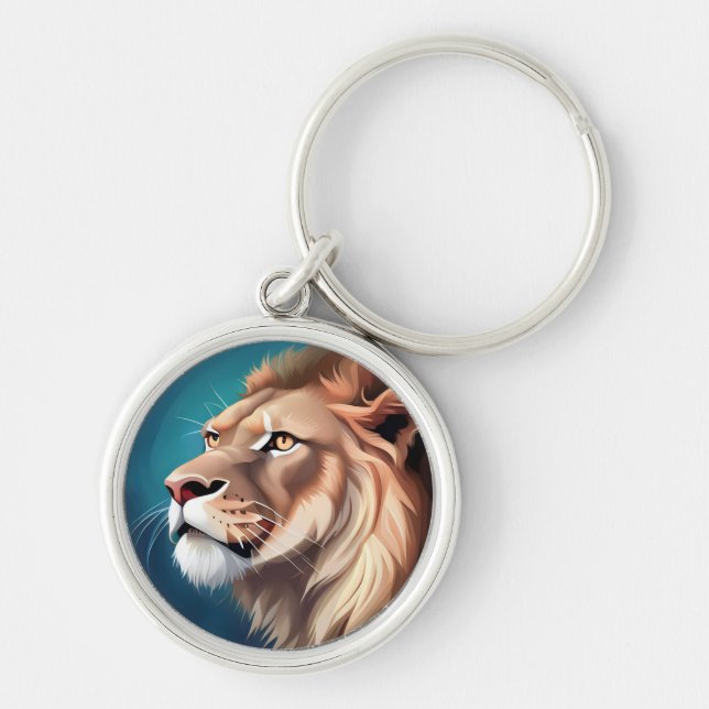 Lion Side Posed Portrait-56557 Key Ring (Front)