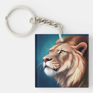 Lion Side Posed Portrait-56557 Key Ring
