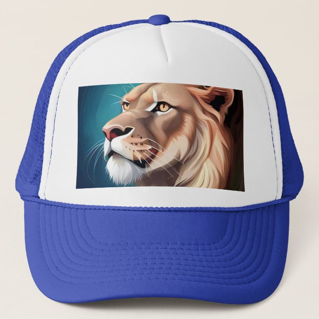 Lion Side Posed Portrait-56557 Trucker Hat (Front)