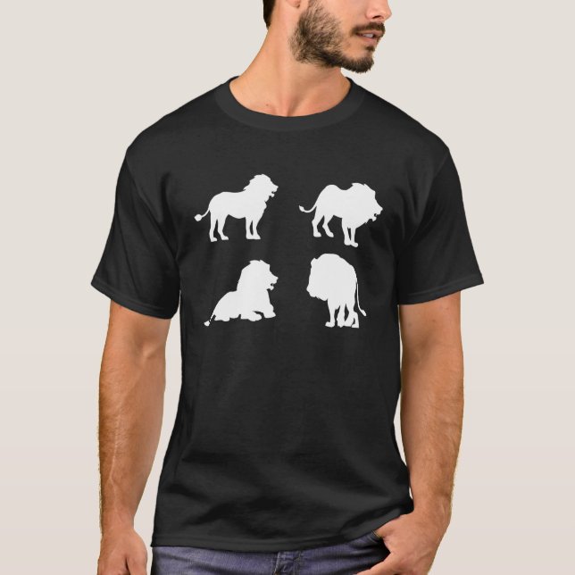 Lion Silhouette Tiger Cool Cats Big Cat Zoo Animal T-Shirt (Front)