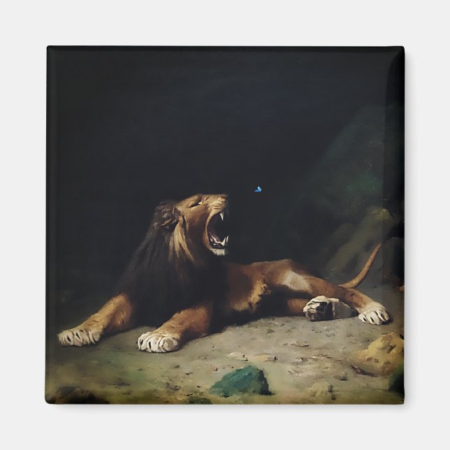 Lion Snapping at a Butterfly Magnet (Front)