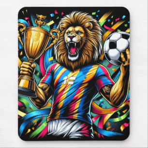 Lion Soccer Champion Trophy Football Victory Mouse Pad