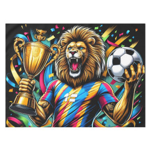 Lion Soccer Champion Trophy Football Victory Tablecloth