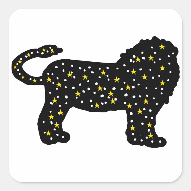 Lion Space Stars Zodiac Square Sticker (Front)