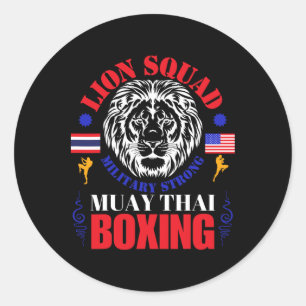 Lion Squad Thailand Kickboxing Muay Thai Mma Train Classic Round Sticker