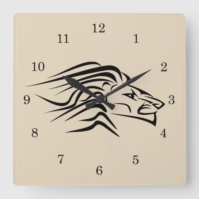 Lion - square wall clock (Front)