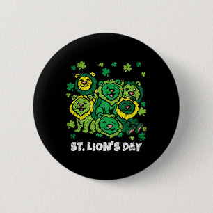 Lion St Patricks Day Cute Animal Shamrock Clover 6 Cm Round Badge