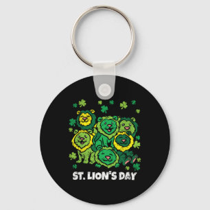 Lion St Patricks Day Cute Animal Shamrock Clover  Key Ring