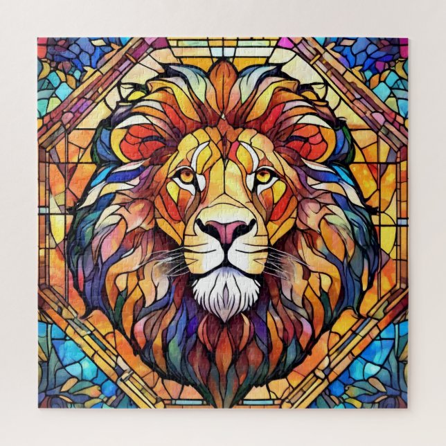 Lion Stained Glass  Jigsaw Puzzle (Vertical)