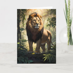 Lion standing proud in Jungle   Card
