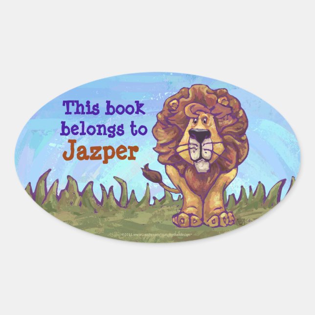 Lion Stationery Oval Sticker (Front)