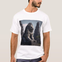 Lion Statue with Prambanan Temple in theBackground