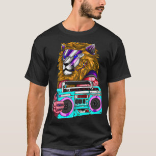 Lion Stereo Techno Cool Lion Dj Music Retro 1654 T-Shirt