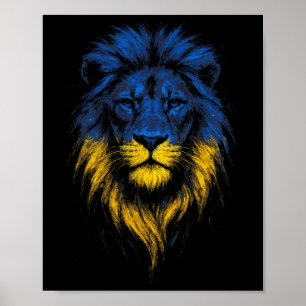 Lion Strength Art Ukrainian Flag Ukraine Poster