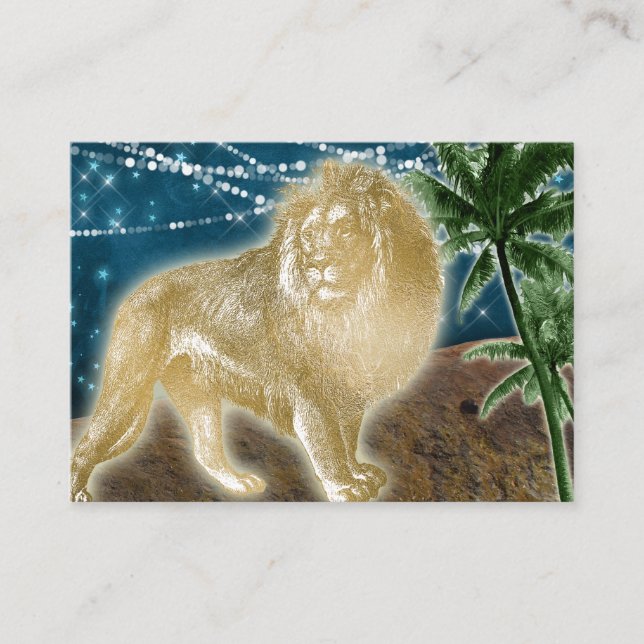 Lion Strength Power Rock Coaching Fitness Animal Business Card (Front)