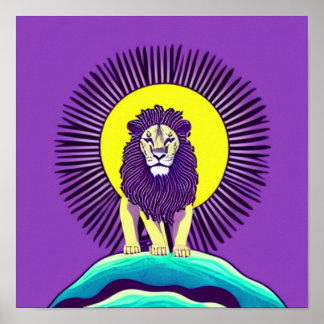 Lion Sun Poster