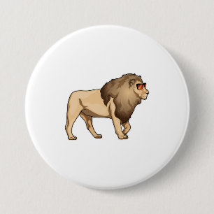 Lion Sunglasses 7.5 Cm Round Badge