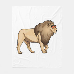 Lion Sunglasses Fleece Blanket