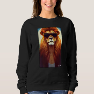 Lion Sunglasses Predatory Cat Wild Animal Lion Hea Sweatshirt