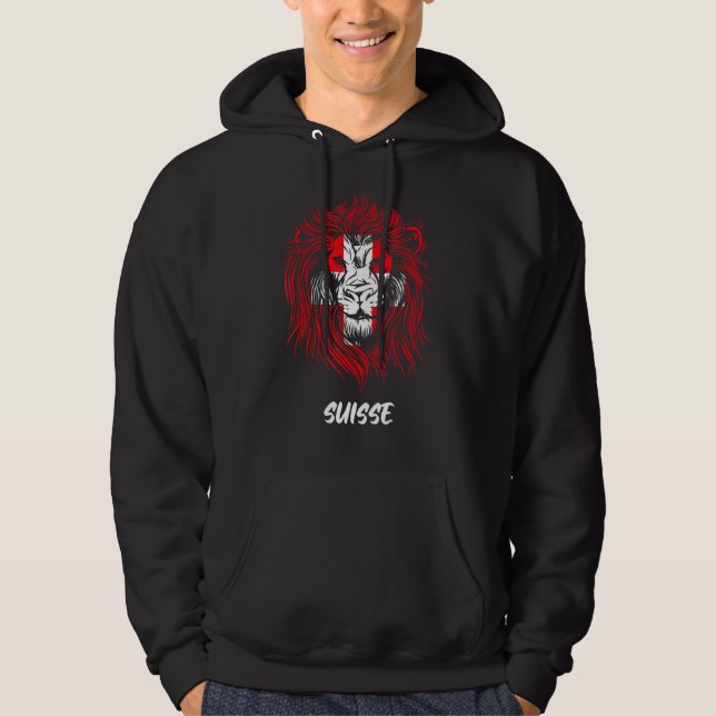 Lion Swiss Flag Switzerland Hoodie (Front)