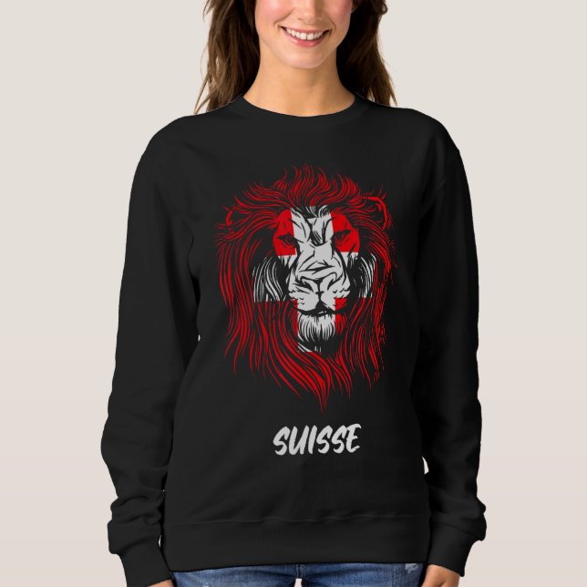 Lion Swiss Flag Switzerland Sweatshirt (Front)