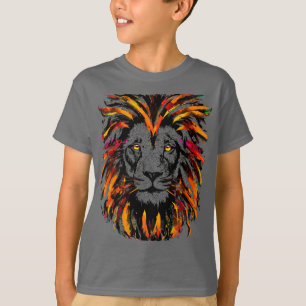 Lion T-Shirt - Orange Dark Lion Illustration