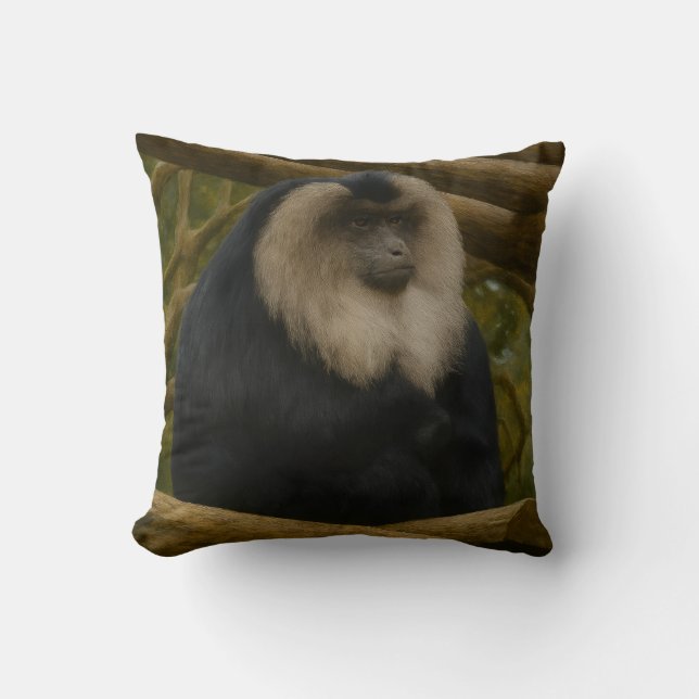 Lion-Tailed Macaque in Forest Sanctuary Cushion (Front)