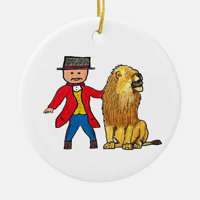 Lion Taming Ceramic Tree Decoration (Front)