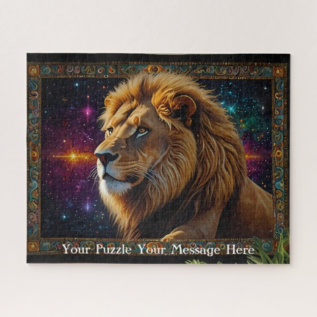 Lion tapestry fantasy painting mosaic diamond jigsaw puzzle (Horizontal)