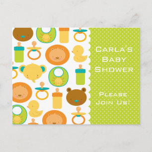 Lion & Teddy Bear Baby Shower Invitation Postcard