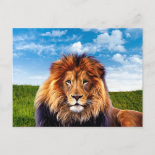 Lion The King of Forest Holiday Postcard