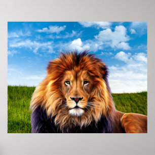 Lion The King of Forest Poster