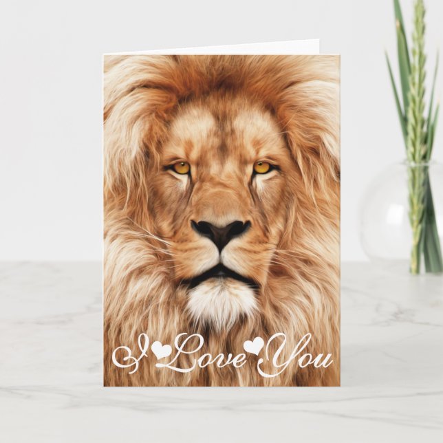 Lion The King Photo Painting I Love You Card (Front)