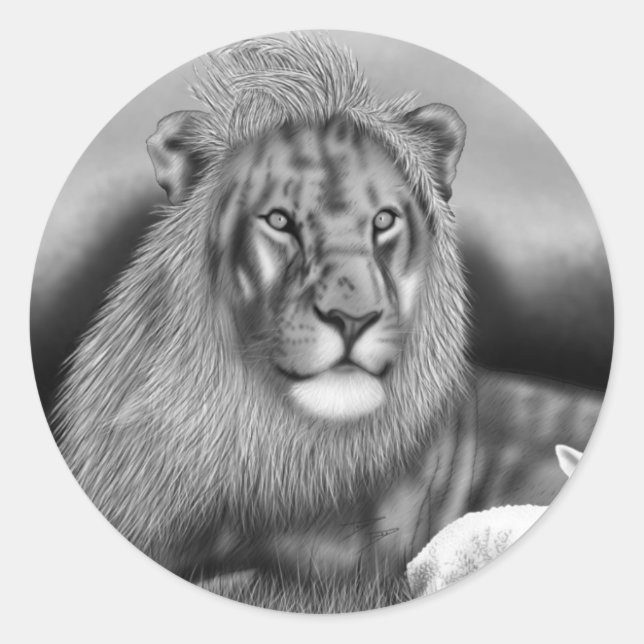 Lion & the Lamb Classic Round Sticker (Front)