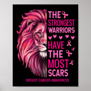Lion The Strongest Warriors Breast Cancer Awarenes Poster
