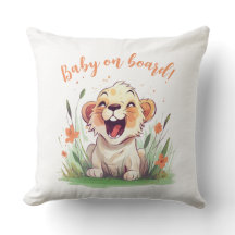 Lion Themed Baby Shower Throw Pillow