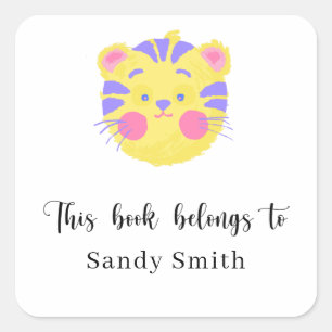 Lion - This book belongs to Square Sticker