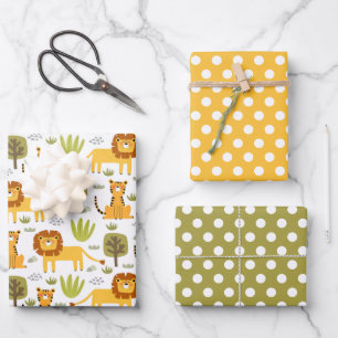 Lion Tiger Jungle Wrapping Paper Set of 3