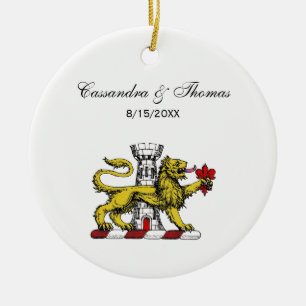 Lion Tower Fleur de Lis Crest Emblem C Ceramic Tree Decoration
