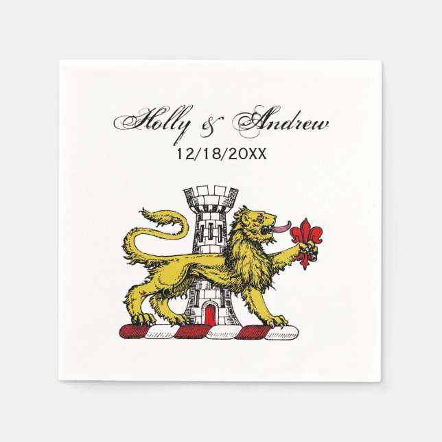 Lion Tower Fleur de Lis Crest Emblem C Napkin (Front)