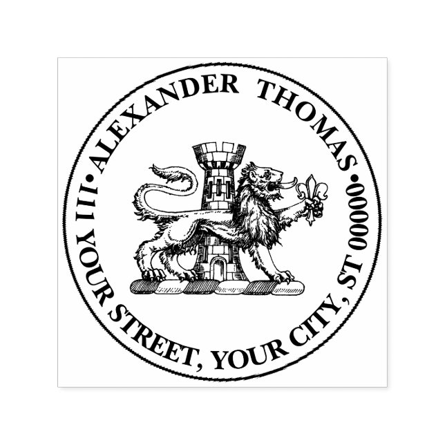 Lion Tower Fleur de Lis Crest Emblem C Self-inking Stamp (Design)