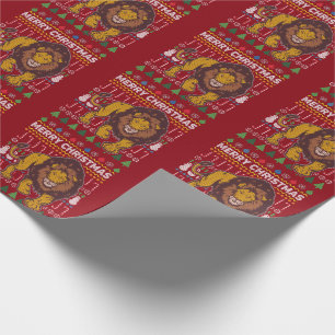 Lion Ugly Christmas Sweater Wrapping Paper