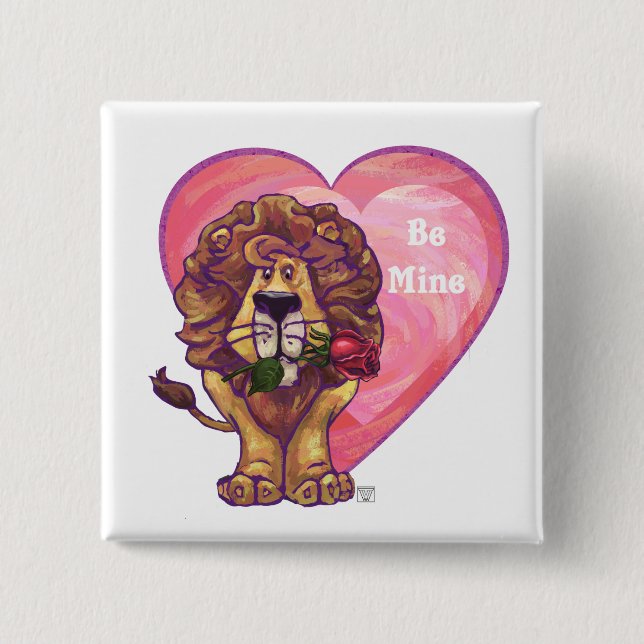 Lion Valentine's Day 15 Cm Square Badge (Front)