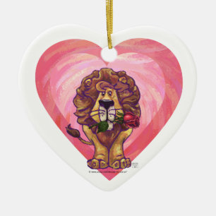 Lion Valentine's Day Ceramic Tree Decoration