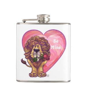 Lion Valentine's Day Hip Flask