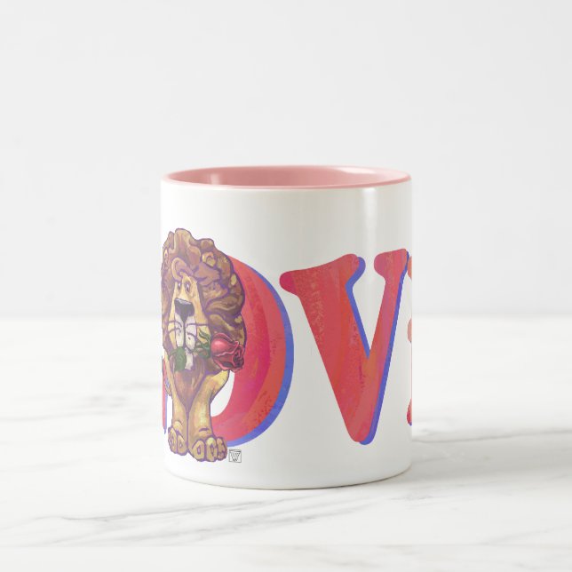 Lion Valentine's Day Two-Tone Coffee Mug (Center)